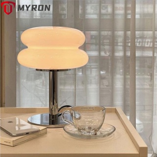 Myron โคมไฟอ่านหนังสือ รูปทาร์ตไข่ โคมไฟตั้งโต๊ะ นิ่ม แก้วสร้างสรรค์ USB โคมไฟตั้งโต๊ะ ตกแต่งบ้าน