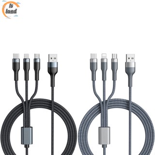 【IS】 3-in-1 สายชาร์จ USB แบบถัก ชาร์จเร็ว สําหรับโทรศัพท์มือถือ แท็บเล็ต