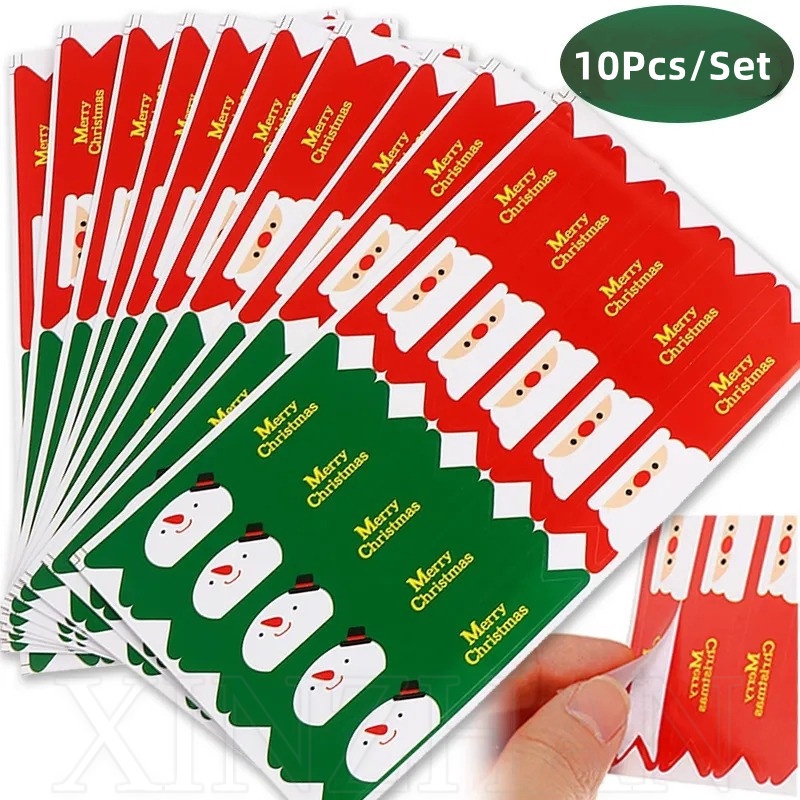 สติกเกอร์ซีลธีมคริสต์มาส 10 ชิ้น / สติกเกอร์ซีลกล่องเบเกอรี่คริสต์มาส สโนว์แมน DIY / อุปกรณ์ตกแต่งบ้าน สุขสันต์วันคริสต์มาส
