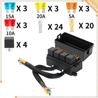 [Reyalxa] กล่องรีเลย์ฟิวส์ 12 ทาง 5A 10A 15A 20A 5 Pins 40A 4 ชิ้น สําหรับรถยนต์ SUV รถพ่วง