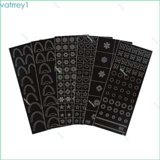 Vat1 สติกเกอร์แม่แบบ ลายฉลุ สไตล์ฝรั่งเศส สําหรับตกแต่งเล็บ DIY 6 ชิ้น