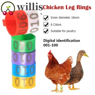 Willis แหวนพลาสติก เส้นผ่าศูนย์กลาง 16 มม. 6 สี สําหรับรัดขาไก่ ฟาร์มสัตว์ปีก