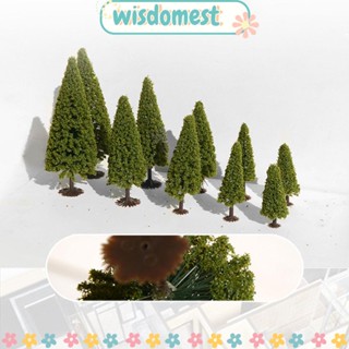 Wisdomest โมเดลต้นสน DIY สําหรับตกแต่งบ้านตุ๊กตา ต้นคริสต์มาส 10 ชิ้น