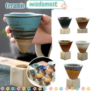 Wisdomest ถ้วยกาแฟเซรามิค พอร์ซเลน พร้อมฐานรอง สไตล์เรโทร สร้างสรรค์