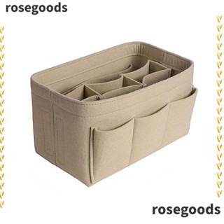 Rosegoods1 กระเป๋าเครื่องสําอาง กระเป๋าถือ ผ้าสักหลาด แบบพกพา แฟชั่นสําหรับผู้หญิง