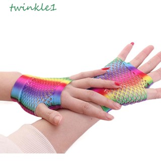 Twinkle1 ถุงมือตาข่ายตกปลา แฟชั่น สั้น ครึ่งนิ้ว ปาร์ตี้ สําหรับผู้หญิง