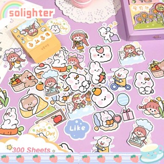 Solighter สติกเกอร์ ลายการ์ตูน กันน้ํา สําหรับติดตกแต่งสมุดภาพ 300 แผ่น ต่อชุด