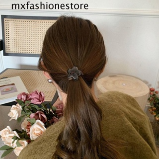 Mxfashione ยางรัดผมหางม้า พลาสติก ยืดหยุ่น ลายดอกไม้ สไตล์วินเทจ สําหรับเด็กผู้หญิง