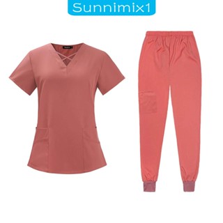 [Sunnimix1] ชุดเสื้อแขนยาว และกางเกงขายาว เหมาะกับใส่ทํางาน ดูแลสุขภาพ สําหรับผู้หญิง