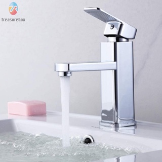 【TRSBX】Elegant Stainless Steel Basin Sink Faucet Silver Hot and Cold Water Mixer Tap