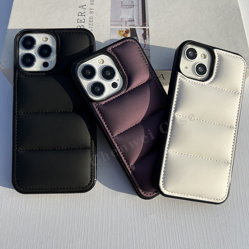 สีดําสีขาวสีม่วงแจ็คเก็ตผ้า 3D Cross grain Soft สําหรับ iPhone 15Promax 15 15Pro 15Plus 13promax 14Promax 11 11Promax 14Pro 12promax 12 13 13Pro 14 X Xs XR Xsmax 16 16Promax
