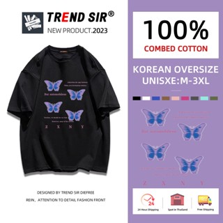 TrendSir 🎉พร้อมส่ง🎉เสื้อยืดนิ่ม🌹คอกลม ไม่ยับ ไม่ย้วย สตรีท oversize✔เสื้อยืดโอเวอร์ไซส์ คละลาย เสื้อคู่โอเวอร์ไซต์แขนสั้น เสื้อยืดคนอ้วน😎สำหรับชายและหญิง