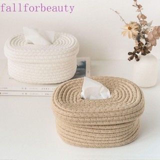 Fallforbeauty กล่องทิชชู่ ทรงสี่เหลี่ยมผืนผ้า ขนาดเล็ก น้ําหนักเบา พร้อมเชือกผ้าฝ้าย สําหรับใส่กระดาษทิชชู่