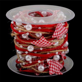 ⚡XMAS⚡Gift Wrap Ribbon 5Meter Artificial Bead Pearl Christmas Decoration Printed