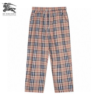 Burberry ของแท้ 100% กางเกงขาตรง ทรงหลวม สีกากี สไตล์อังกฤษ คลาสสิก สําหรับผู้ชาย
