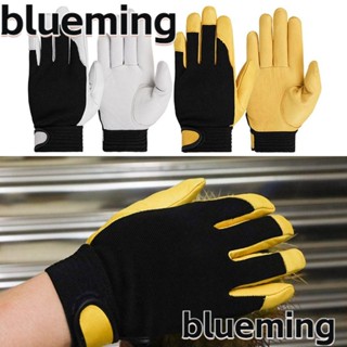 Blueming2 ถุงมือหนังแกะ แบบหนา กันลื่น ทนต่อการสึกหรอ สําหรับขี่รถจักรยานยนต์ ของขวัญ มีสีเหลือง สีขาว