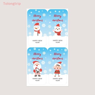 Tolongtrip&gt; สติกเกอร์ฉลากซีล ลาย Merry Christmas Thank You ทรงสี่เหลี่ยมผืนผ้า สําหรับตกแต่งกล่องของขวัญ งานแต่งงาน 100 ชิ้น