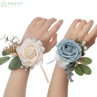 Maywi สร้อยข้อมือ ผ้าไหม ลายดอกกุหลาบ แชมเปญ เหมาะกับเพื่อนเจ้าสาว สําหรับผู้หญิง