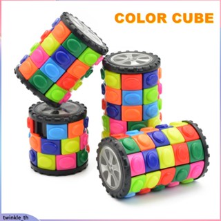 Creative 3d หมุนสไลด์กระบอก Magic Cube สีสัน Tower ความเครียดบรรเทาประสาทสัมผัสของเล่น Cube ปริศนาของเล่นสำหรับเด็กผู้ใหญ่ (twinkle.th)