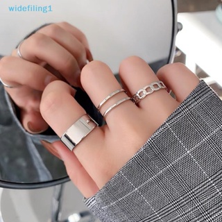 Widefiling1 ชุดแหวนนิ้วมือ สีเงิน ปรับได้ สไตล์ฮิปฮอป โกธิค เครื่องประดับ สําหรับผู้ชาย ผู้หญิง 3 ชิ้น