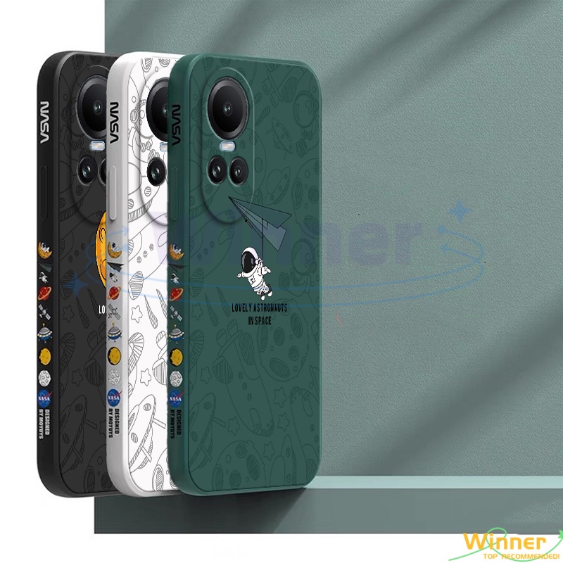 เคส OPPO Reno 10 Reno 10 Pro Reno 8 5G Reno 8 Pro Reno 7 5G Reno 8 4G Reno 7z Reno 8z Reno 6 5 4 3 2 2Z โทรศัพท์มือถือ ลายนักบินอวกาศ สําหรับ TKR
