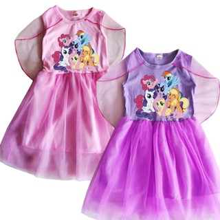 ชุดเดรสแขนกุด ลาย My Little Pony พร้อมเสื้อคลุม สําหรับเด็กผู้หญิง อายุ 2-12 ปี