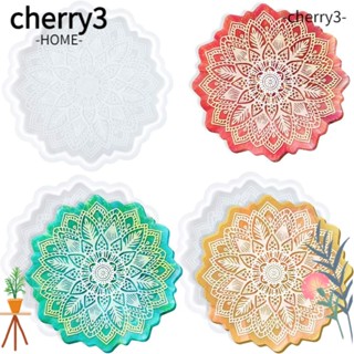 Cherry3 แม่พิมพ์ซิลิโคนเรซิ่น รูปดอกไม้ ขนาด 12*12 ซม. สีขาว สําหรับทําที่รองแก้ว งานฝีมือ DIY 3 ชิ้น