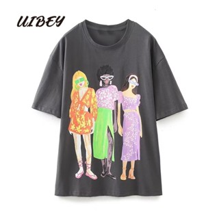 Uibey เสื้อเชิ้ต ทรงหลวม พิมพ์ลาย อเนกประสงค์ 3510