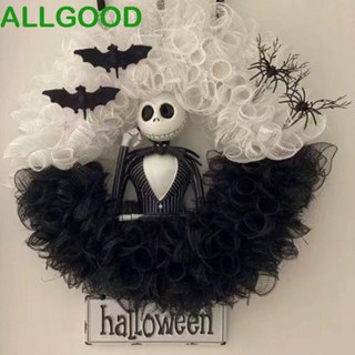 Allgoods พวงมาลัยพลาสติก สีดํา สําหรับแขวนตกแต่งประตูฮาโลวีน