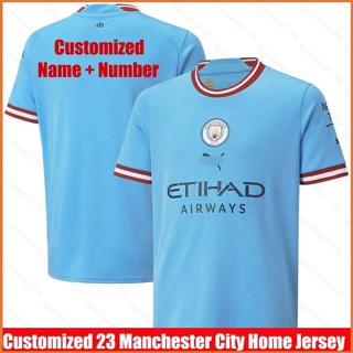 เสื้อกีฬาแขนสั้น ลายทีมฟุตบอล Manchester City 22-23 ชุดเหย้า สําหรับผู้ชาย