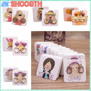 Shoogth แผ่นบอร์ดการ์ด ลายการ์ตูนเด็กผู้หญิง สําหรับโชว์ต่างหู DIY 100 ชิ้น