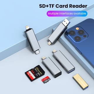 ช่องเสียบการ์ดคู่ SD / TF + ตัวขยาย USB, เครื่องอ่านการ์ด อเนกประสงค์ 2-in-1 เหมาะสําหรับกล้องแท็บเล็ตโทรศัพท์มือถือ lOS