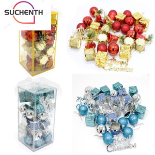 Suchenth จี้พลาสติก 3/4 ซม. สีทอง สีฟ้า สีแดง สําหรับแขวนตกแต่งต้นคริสต์มาส DIY 1 กล่อง