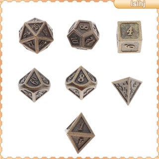 [Lslhj] ชุดลูกเต๋าโลหะ หลายเหลี่ยม d4 d6 d8 d10 d10 d12 และ d20 7 ชิ้น