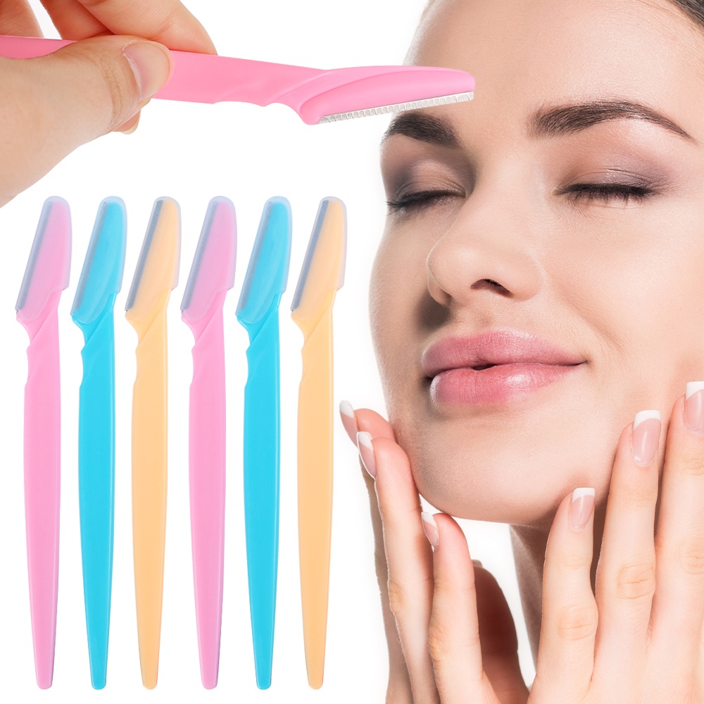 มีดโกนกันคิ้ว – ชุด 6 ชิ้น – มีดโกน Dermaplaning ผู้หญิง – การโกนใบหน้า, การกําจัดขนบนใบหน้า, มีดโกนใบหน้า, มีดโกน Dermaplane, เครื่องกันคิ้ว – แบบพกพา, ปลอดภัย – โปรปัง