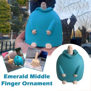 Smiling Finger Hand Erect Middle Finger Up Statue Figurines Home Office Decor UK