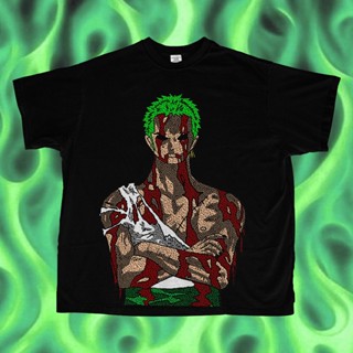 [S-5XL]ผ้าฝ้าย 100% เสื้อยืด Roronoa ZORO X02