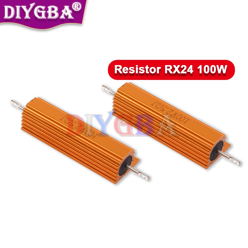 RX24 100W อลูมิเนียมโลหะกรณี 0.01R-60R Wirewound Resistor 0.1R0.5R1R1.5R2R6R8R10R20R100R150R200R300R