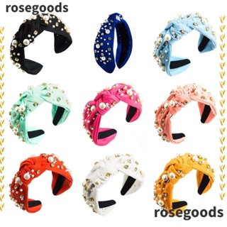 ที่คาดผม ประดับไข่มุก และพลอยเทียม สําหรับผู้หญิง ROSEGOODS1