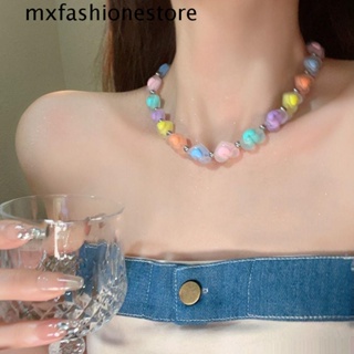 Mxfashione สร้อยคอโช้กเกอร์ จี้รูปดาว หัวใจ สีแคนดี้ แฟชั่นฤดูร้อน สําหรับเด็กผู้หญิง