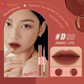 Pink Flash Double Sense 2 In 1 Dual Ended ลิปสติก Duo Liquid Matte Velvet Tint veemm