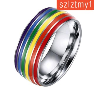 [szlztmy1] ธงชาติ สเตนเลส สีรุ้ง 8 มม. สําหรับผู้ชาย ผู้หญิง