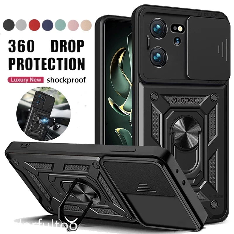Xiaomi 13T Pro 5Gเคสโทรศัพท์สําหรับXiaomi 13T Pro 13TPro 13 T 13Pro 13Lite Mi13 5Gเกราะกันกระแทกปลอกหรูหราสไลด์กล้องเลนส์ป้องกันฮาร์ดปกหลังกรณี