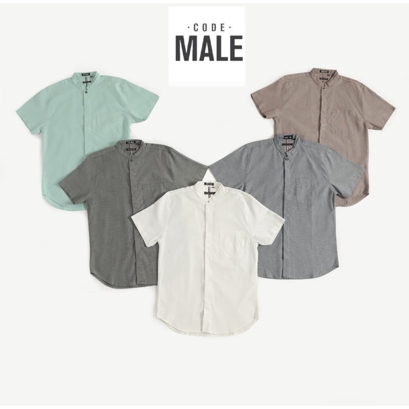KEMEJA Code Male - Culture Oxford Shirt Koko Collar Short Sleeve Casual Slimfit Color Variations