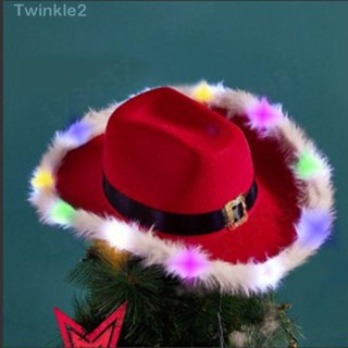 Twinkle หมวกคาวบอย ซานตาคลอส ประดับขนปุย อุปกรณ์เสริม สําหรับปาร์ตี้คริสต์มาส