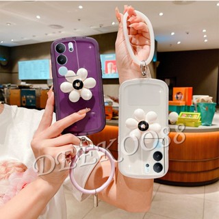 พร้อมส่ง ใหม่ เคสโทรศัพท์มือถือ TPU นิ่ม ปิดด้านหลัง ลายดอกไม้สีขาว พร้อมขาตั้ง และสายคล้องมือ สําหรับ VIVOV29 VIVOV29 5G 2023