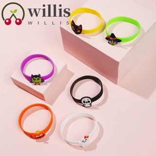 Willis สายรัดข้อมือซิลิโคน รูปฟักทอง แมว สําหรับตกแต่งปาร์ตี้ฮาโลวีน