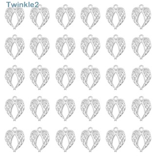 Twinkle ต่างหู โลหะผสมสังกะสี จี้รูปปีกนางฟ้า สีเงิน 60 ชิ้น