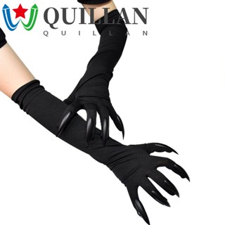 Quillan ถุงมือคอสเพลย์ ฮาโลวีน สุดเท่ ตลก แต่งตัว ถุงมือ สีดํา สีเงิน สําหรับผู้หญิง อุปกรณ์ประกอบฉากแฟนซี