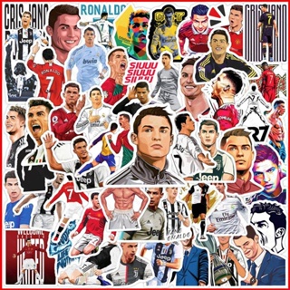 Fash สติกเกอร์ ลายฟุตบอล Cristiano Ronaldo กันน้ํา สําหรับติดตกแต่งโน้ตบุ๊ก สเก็ตบอร์ด ถ้วยน้ํา 50 ชิ้น ต่อชุด